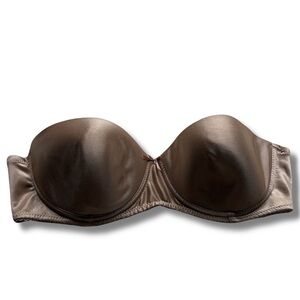 Vintage Jessica Nude Strapless Satin Bra | Size 36C | Padded Support |
